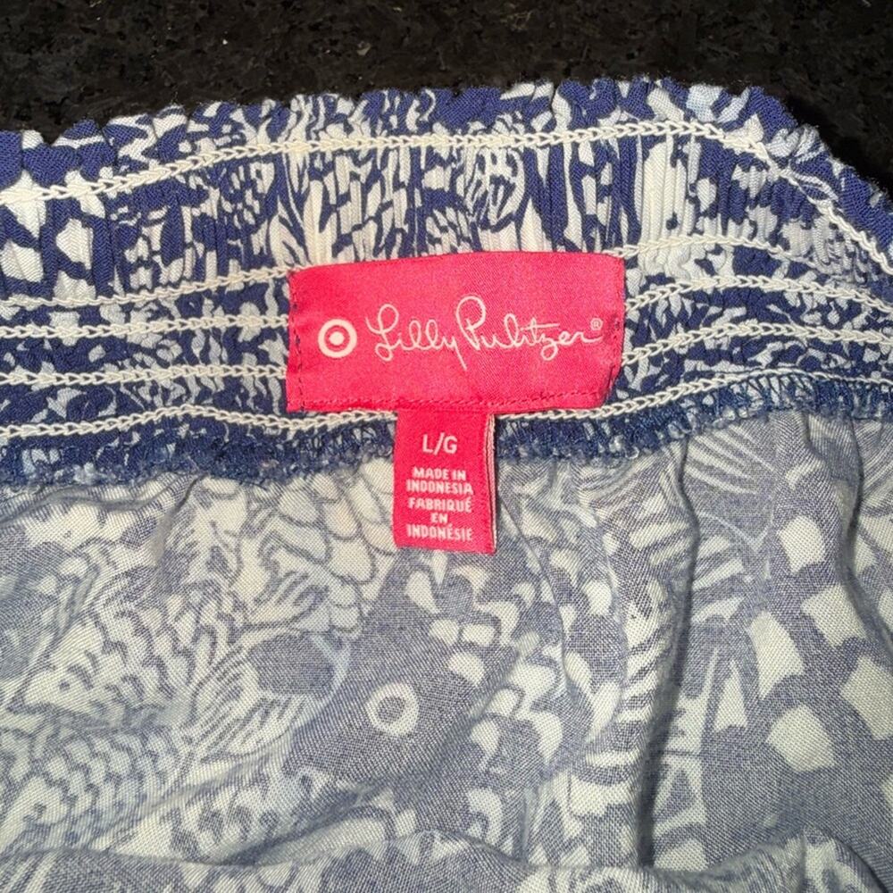 UEC LILLY PULITZER NAVY BLUE & WHITE FISH PRINT STRAPLESS JUMPSUIT SZ L - Picture 9 of 14